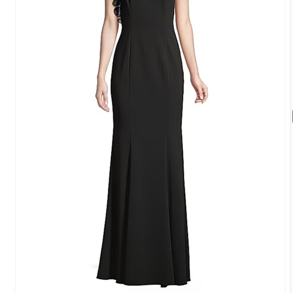 AIDAN MATTOX ONE-SHOULDER ORGANZA RUFFLE GOWN Size 14 - Picture 2 of 4